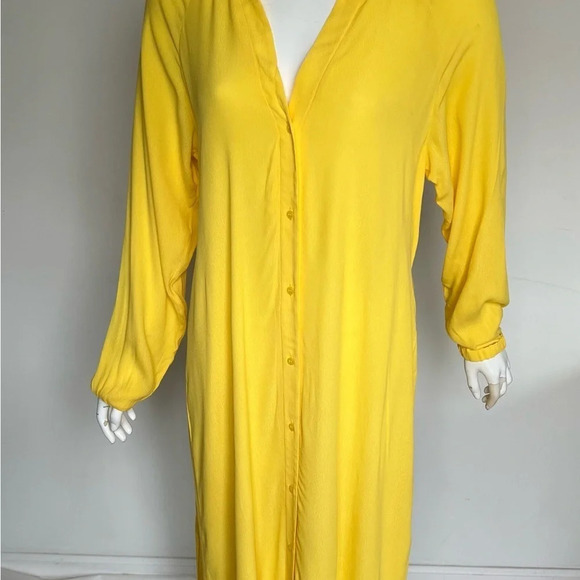 Ya Ya  Womens Sz US 10 Yellow Long Sleeve A-Line Maxi Dress Viscose NWT - Picture 4 of 14